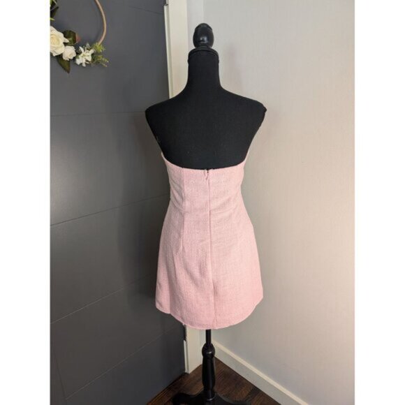 NWT Francesca's Pink Lindsey Strapless Heart Button Mini Dress - M - Picture 3 of 10